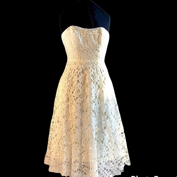 Galina Dresses & Skirts - Gallina Strapless Lace Tea Length Ivory Dress Sz 8 Wedding/Summer/Party Dress